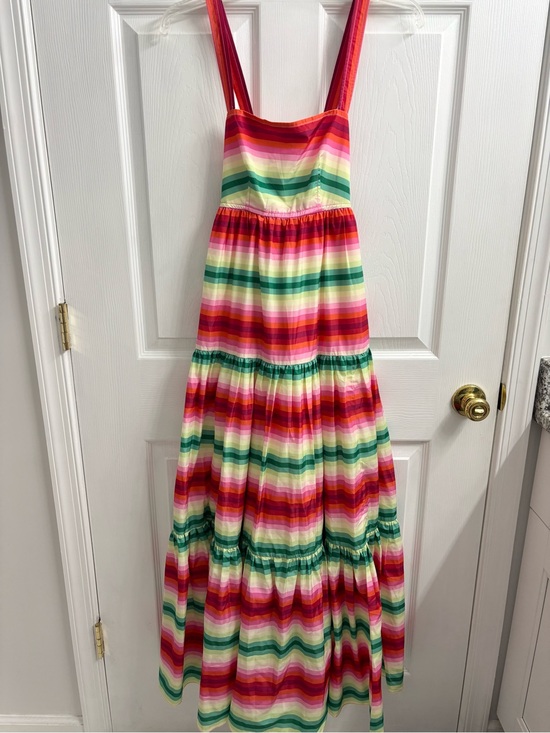J. Crew Dresses & Skirts - J. Crew Tiered Striped Maxi Dress Size 00 NWT Colorful Rainbow Fiesta Resortwear